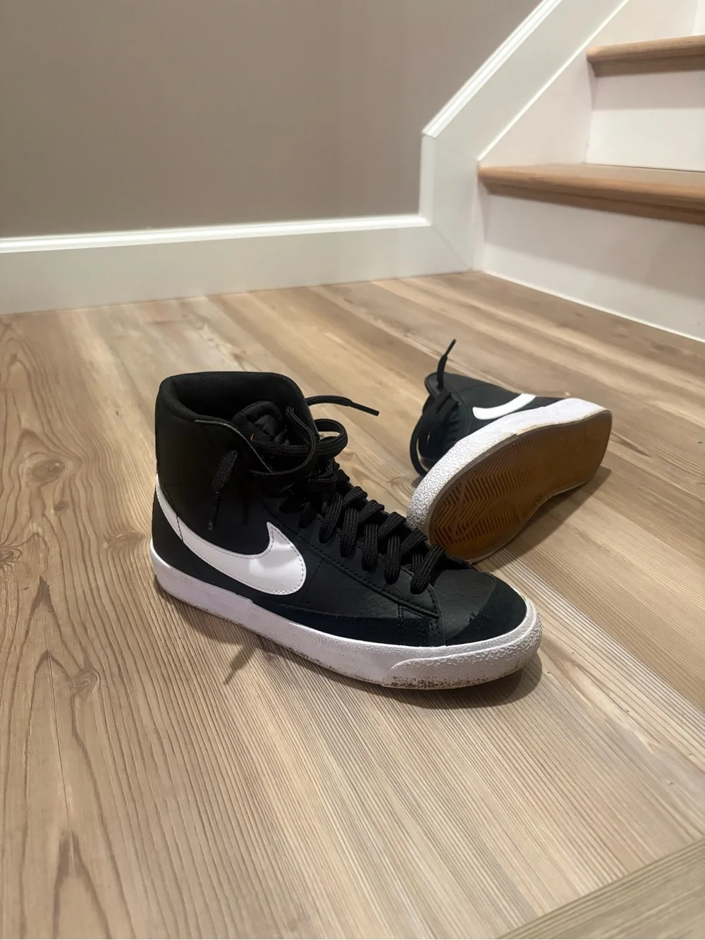 Nike Kids Black and White High-Top Sneakers